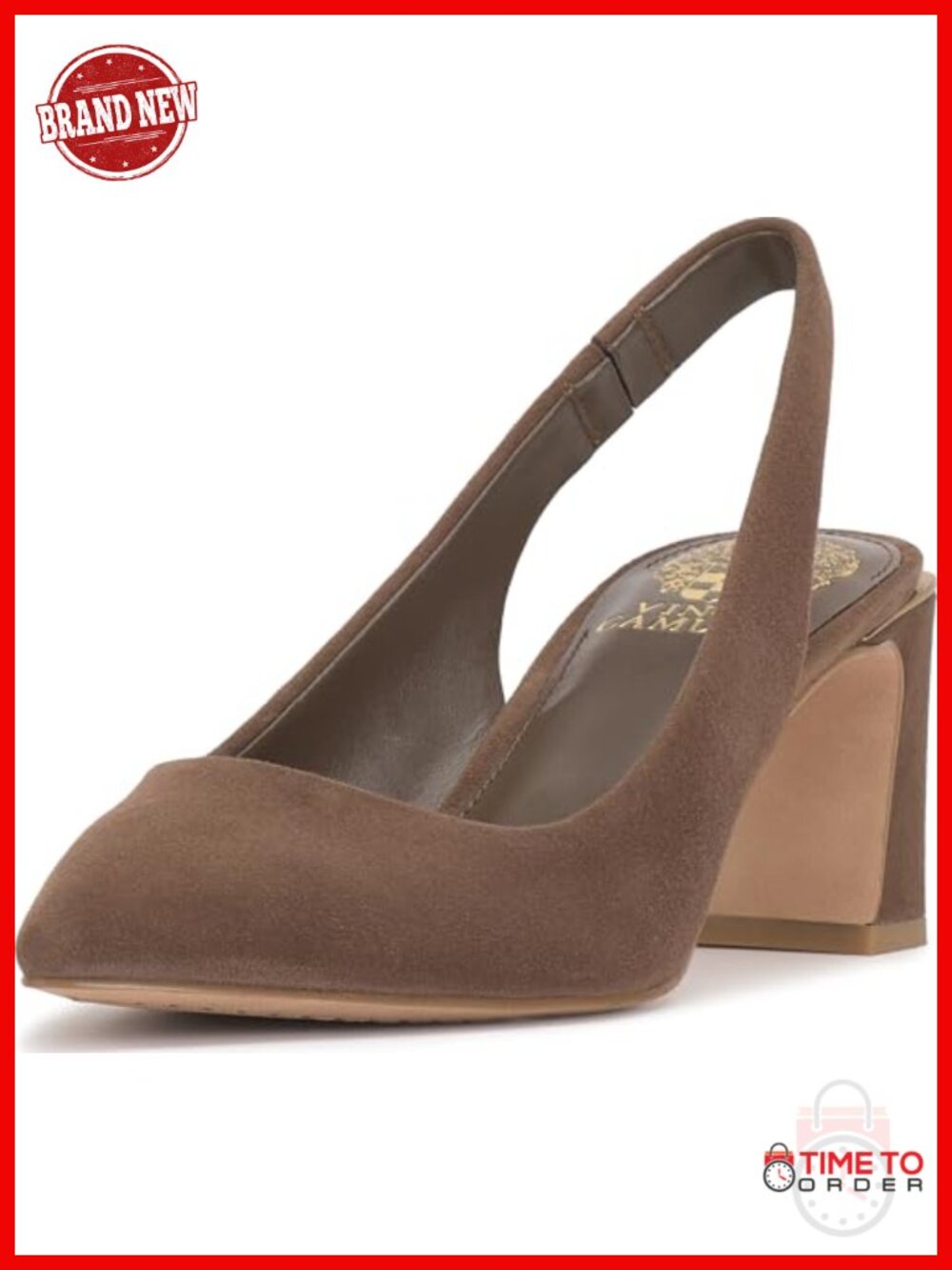 Women's Slingback Pump Suede Block Heel Pointed Toe Low Heel